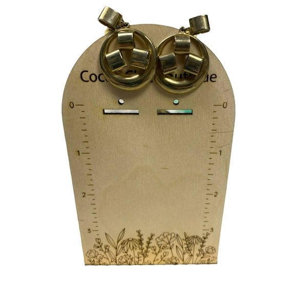 2 Pair Vintage Brutalist Clip on Earrings - one Silver tone dangle, one Silver t - Picture 4 of 5